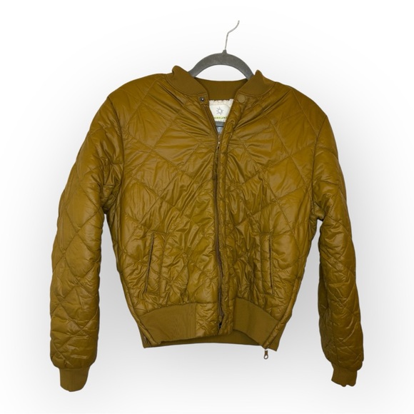 Offline by Aerie Mustard Quilted Bomber Jacket Cozy Sherpa Lined Medium - Picture 3 of 12